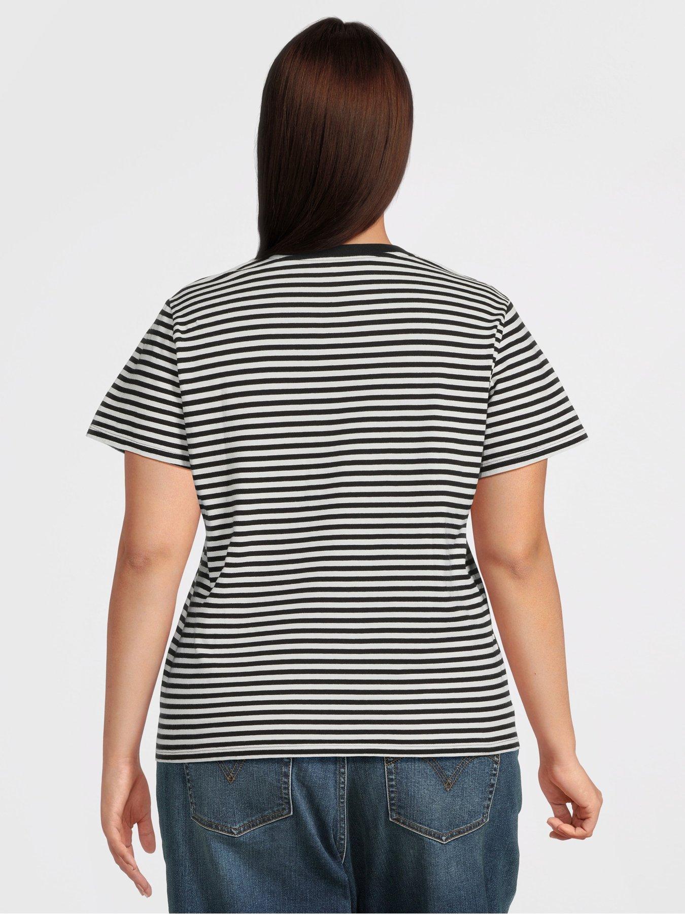 Image 2 of 5 of Levi's Plus Perfect T-shirt (plus Size) - Raita Stripe Caviar - Black/White