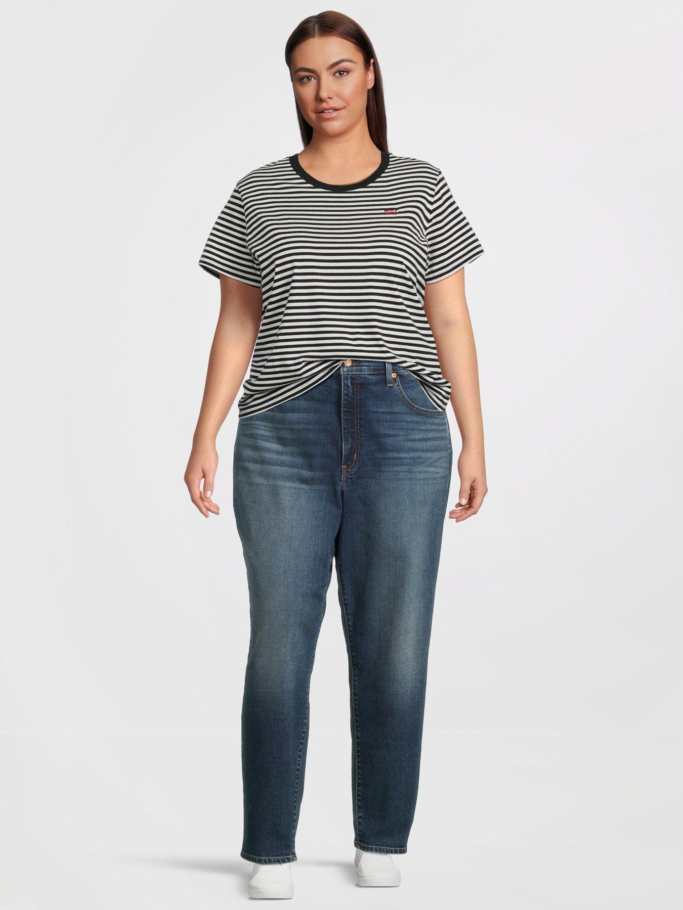 Image 3 of 5 of Levi's Plus Perfect T-shirt (plus Size) - Raita Stripe Caviar - Black/White