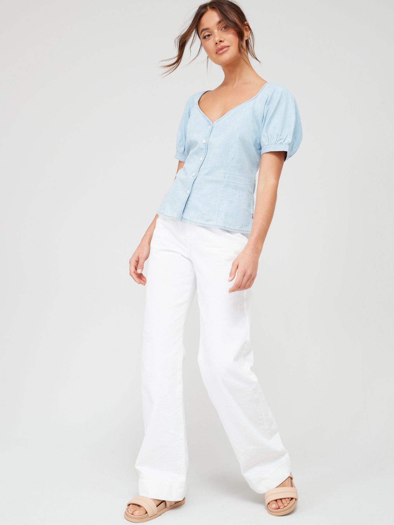 Marta Raglan Short Sleeve Denim Blouse Good Grades