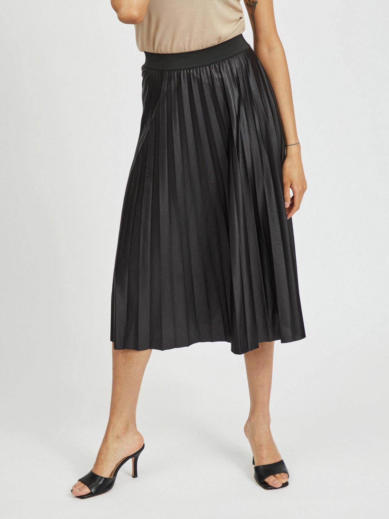 Black pleated hotsell midi skirt xs