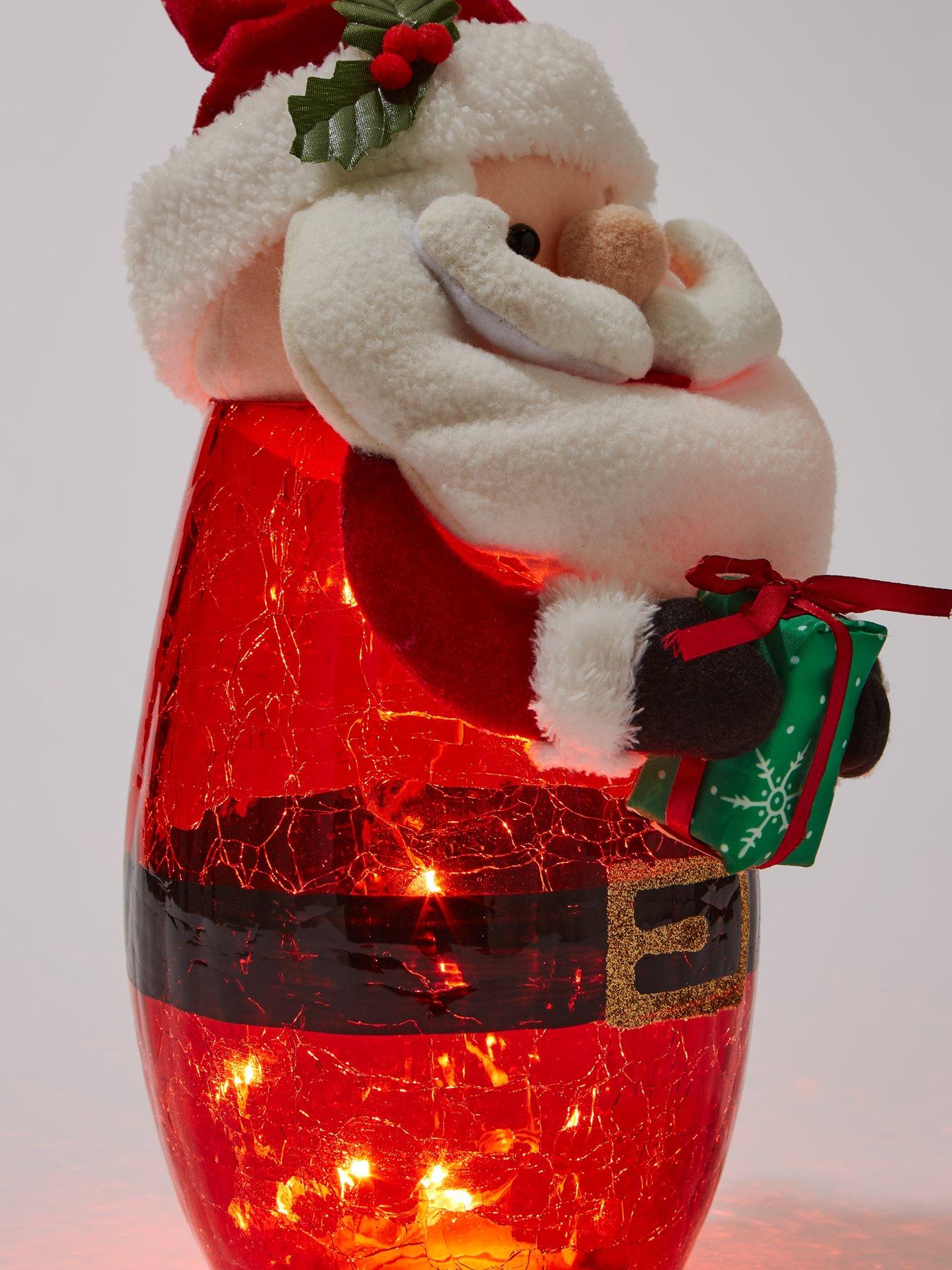  image of festive-battery-operated-lit-glass-santa-christmas-decoration
