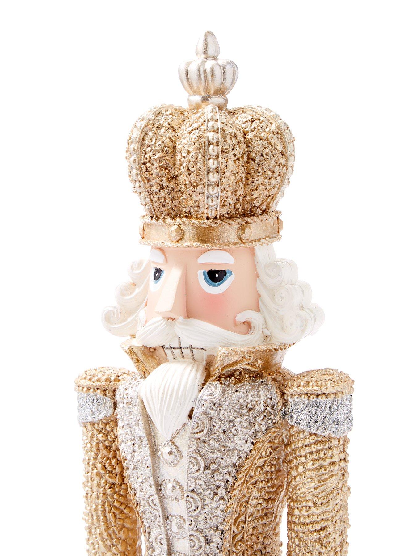  image of festive-beaded-effect-christmas-nutcracker-decorationnbsp--goldsilver