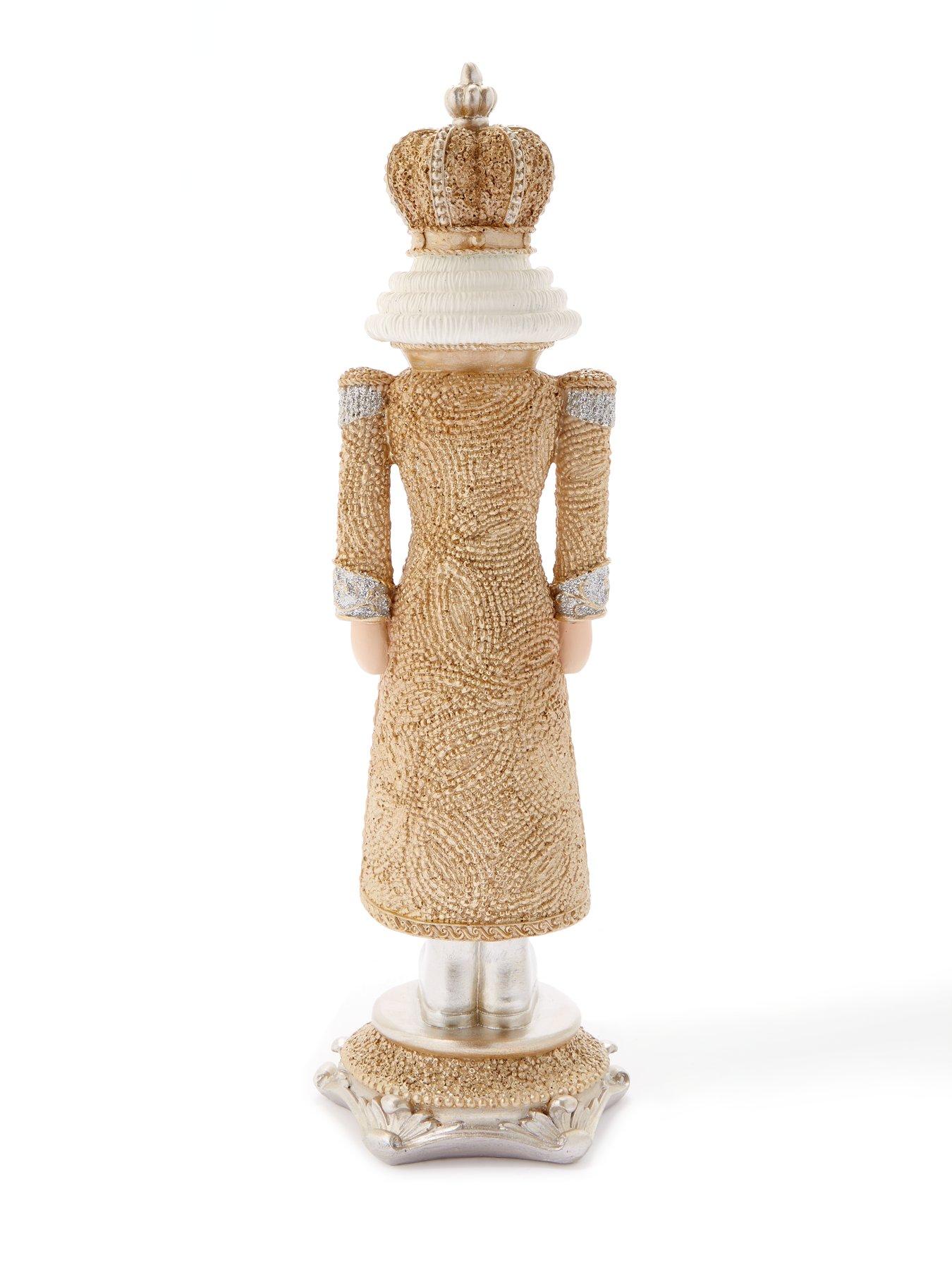  image of festive-beaded-effect-christmas-nutcracker-decorationnbsp--goldsilver