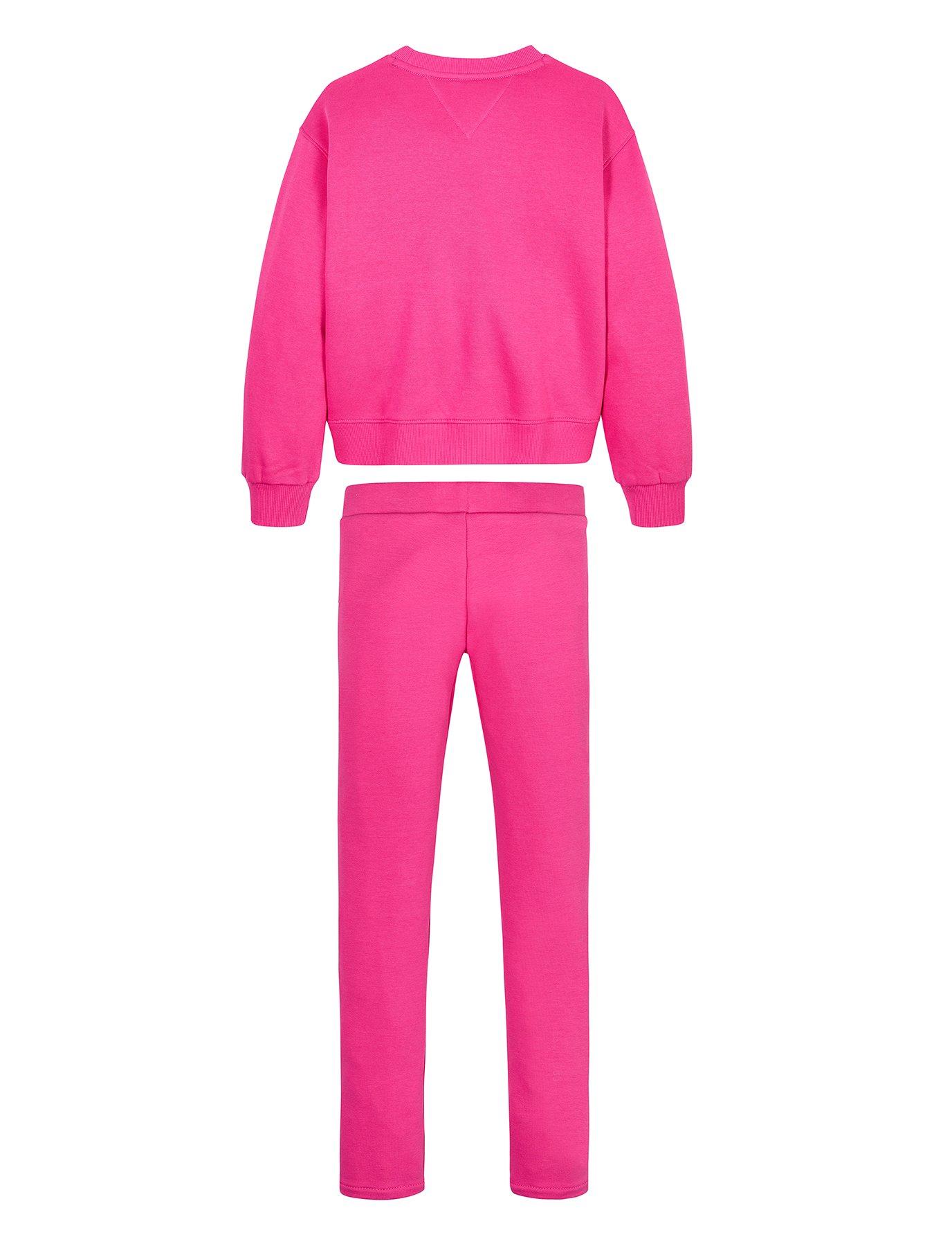 Tommy Hilfiger Girls Essential Long Sleeve Top and Legging Set Hot Magenta littlewoods