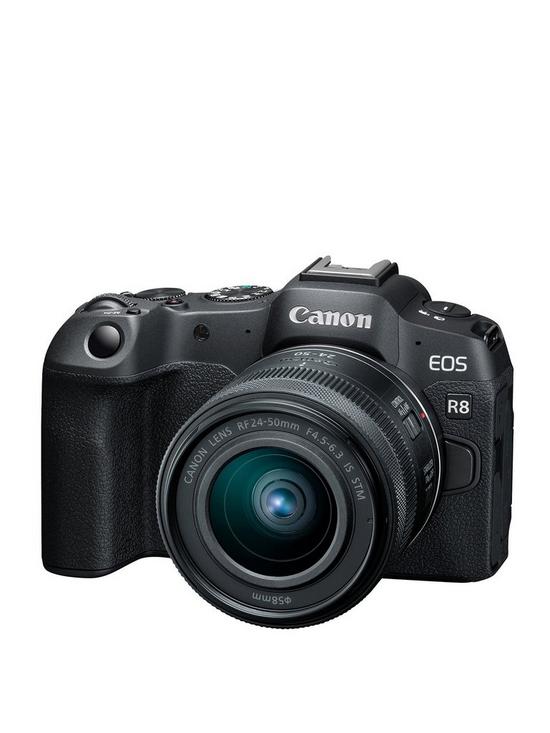 stillFront image of canon-eos-r8-full-frame-mirrorless-camera-with-rf-24-50mm-f45-63-is-stm-lens