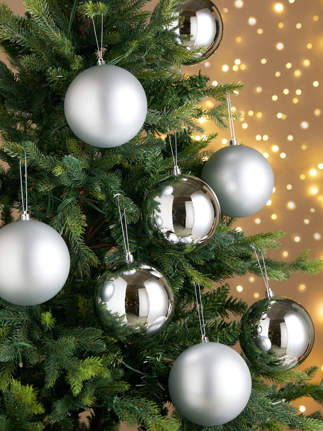 Everyday Set of 8 Jumbo Christmas Tree Baubles Silver