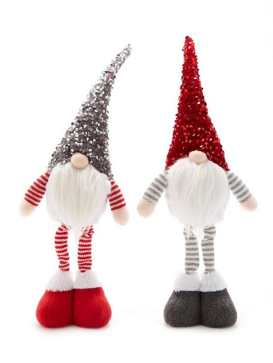 Very Home Set of 2 Standing Sequin Hat Gonk Christmas Decorations ...