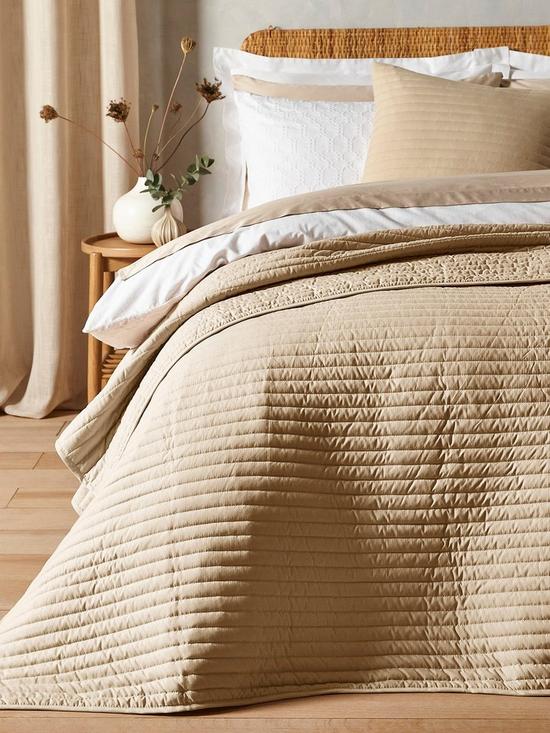 front image of bianca-quilted-lines-bedspread-natural