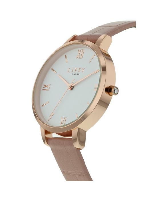 stillFront image of lipsy-pink-strap-buckle-watch-with-white-dial