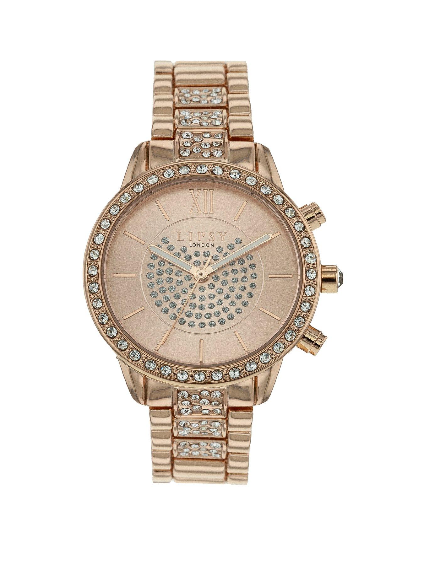  image of lipsy-rose-gold-bracelet-watch-with-rose-gold-dial