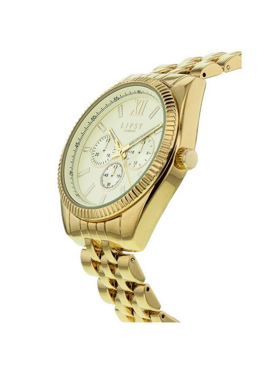 stillFront image of lipsy-gold-bracelet-watch-with-gold-dial