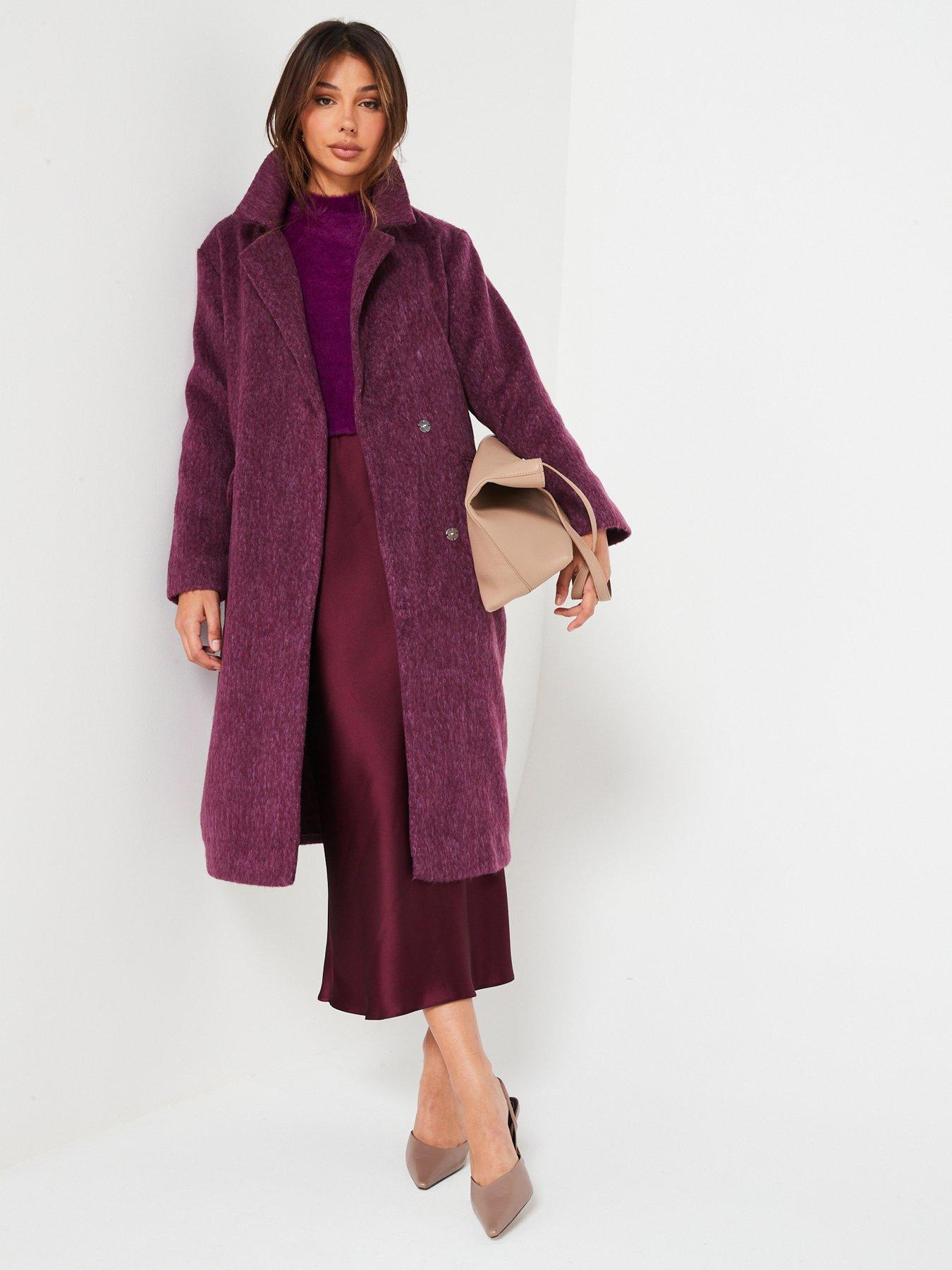  image of v-by-very-relaxed-longline-textured-coat-purple