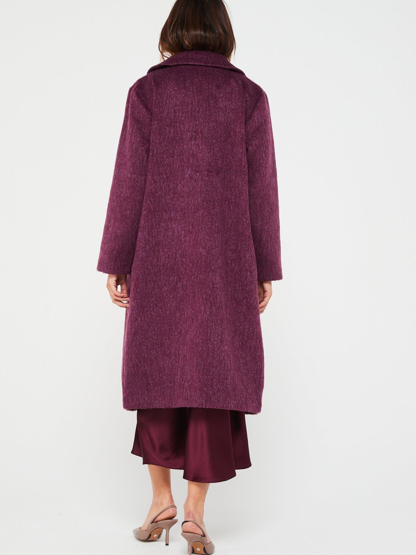  image of v-by-very-relaxed-longline-textured-coat-purple
