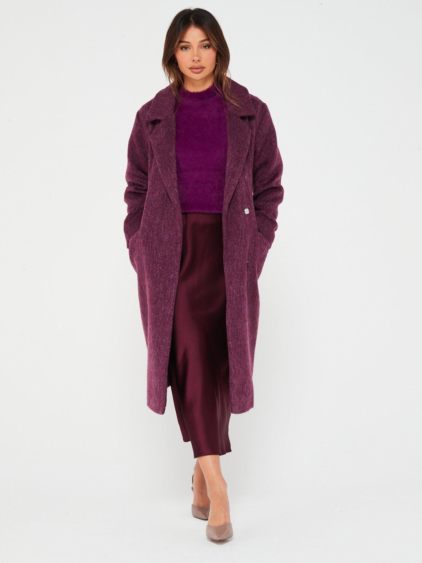  image of v-by-very-relaxed-longline-textured-coat-purple