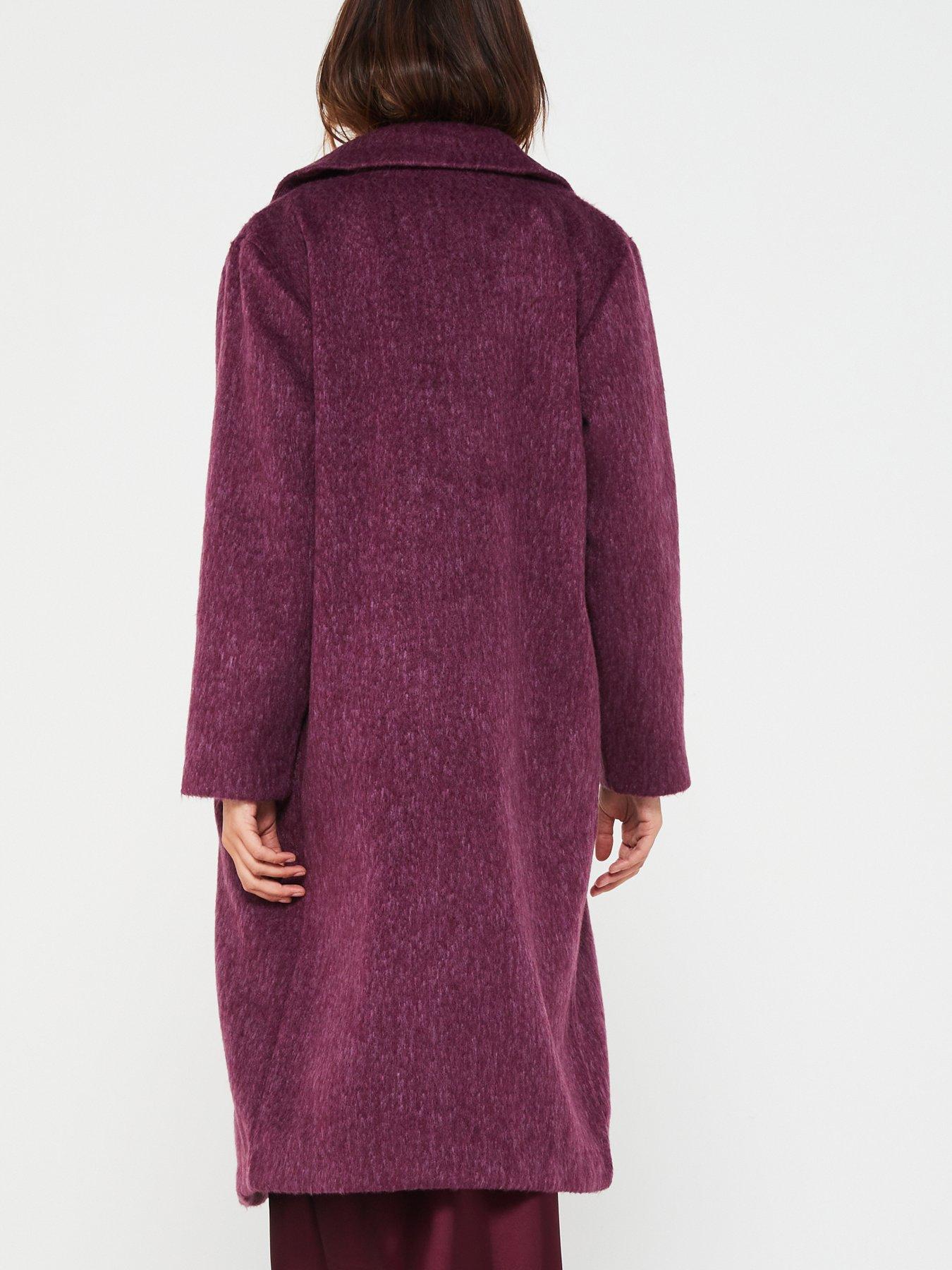  image of v-by-very-relaxed-longline-textured-coat-purple