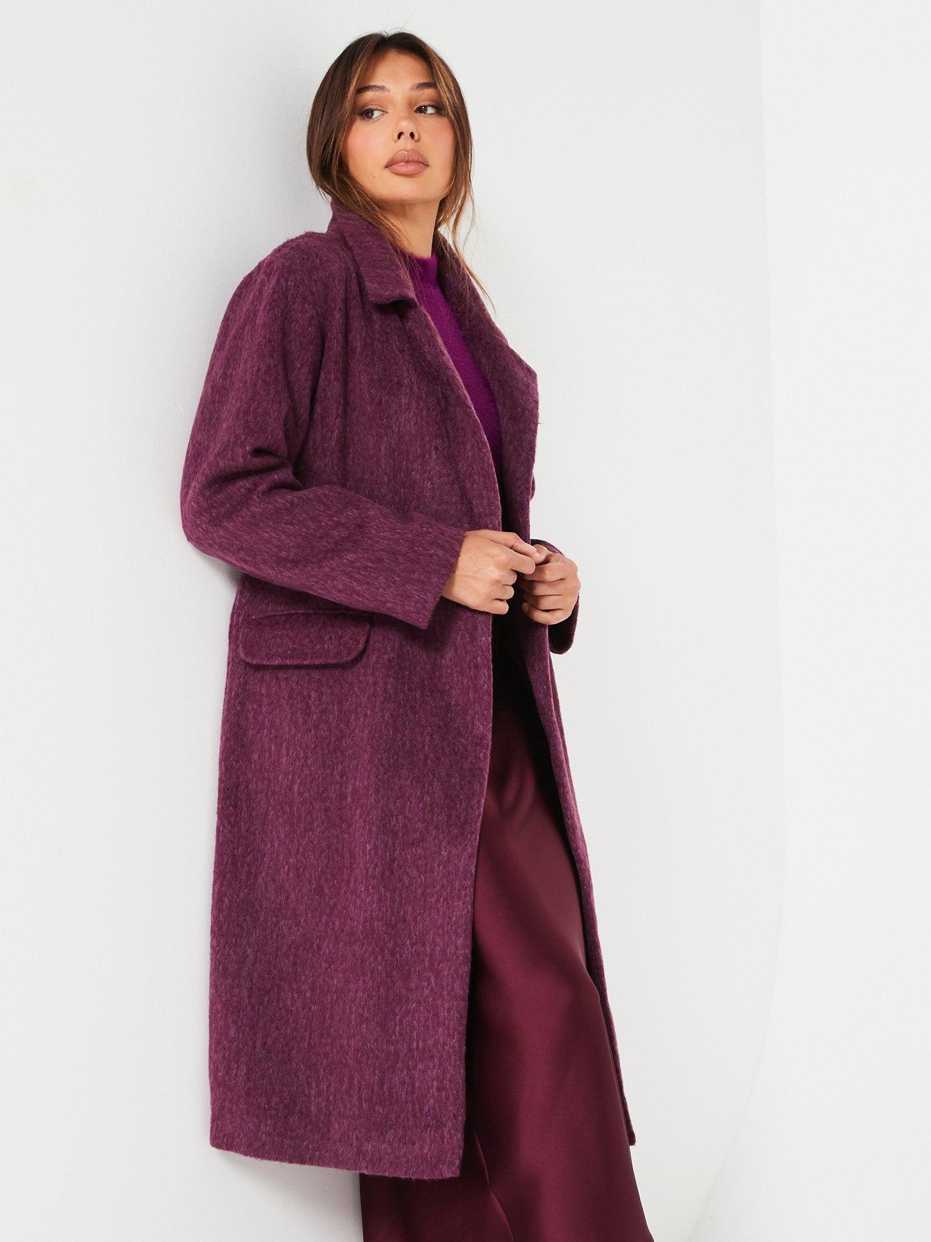  image of v-by-very-relaxed-longline-textured-coat-purple
