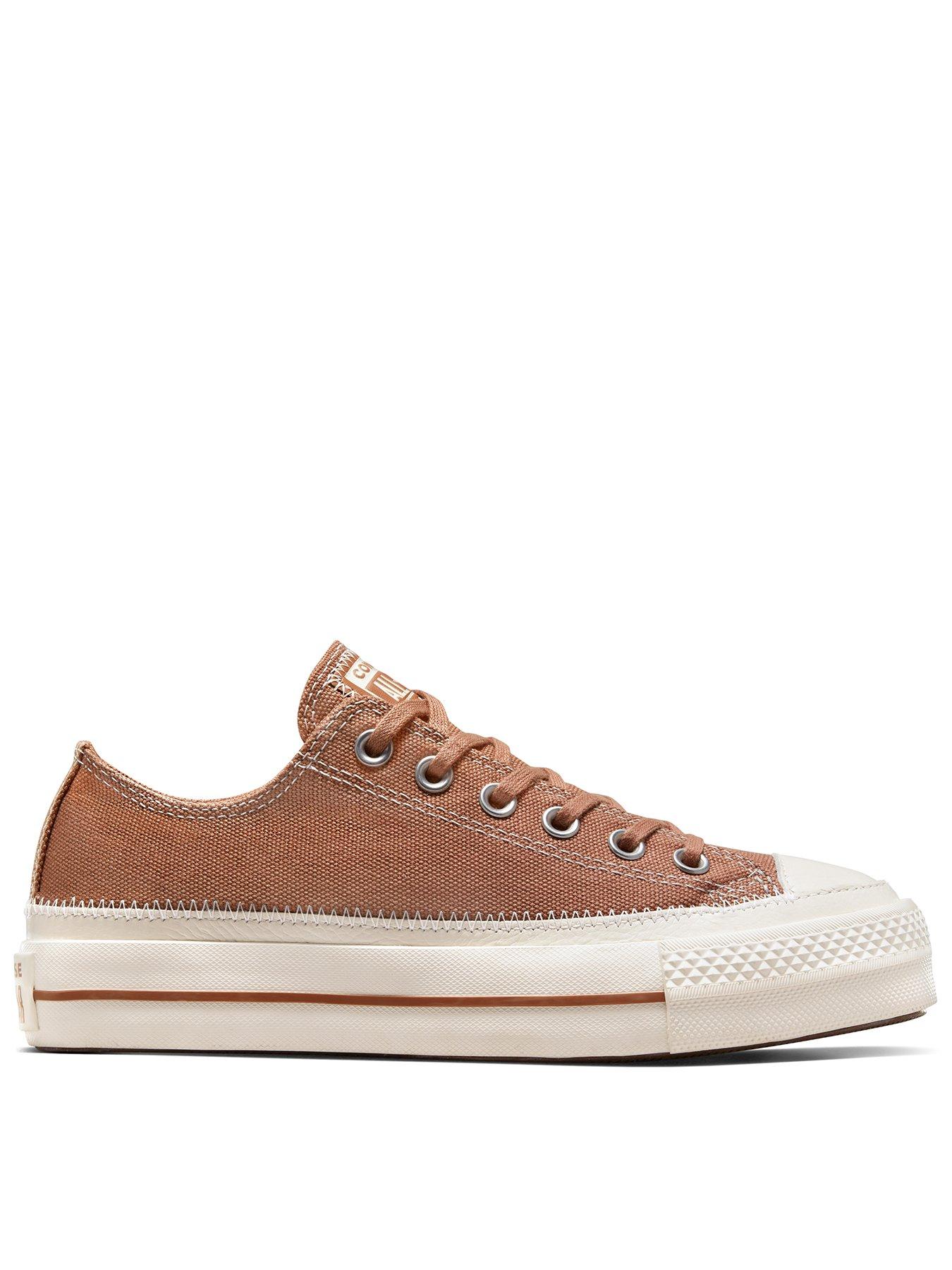 Womens converse tan all star ox iii leather shop trainers