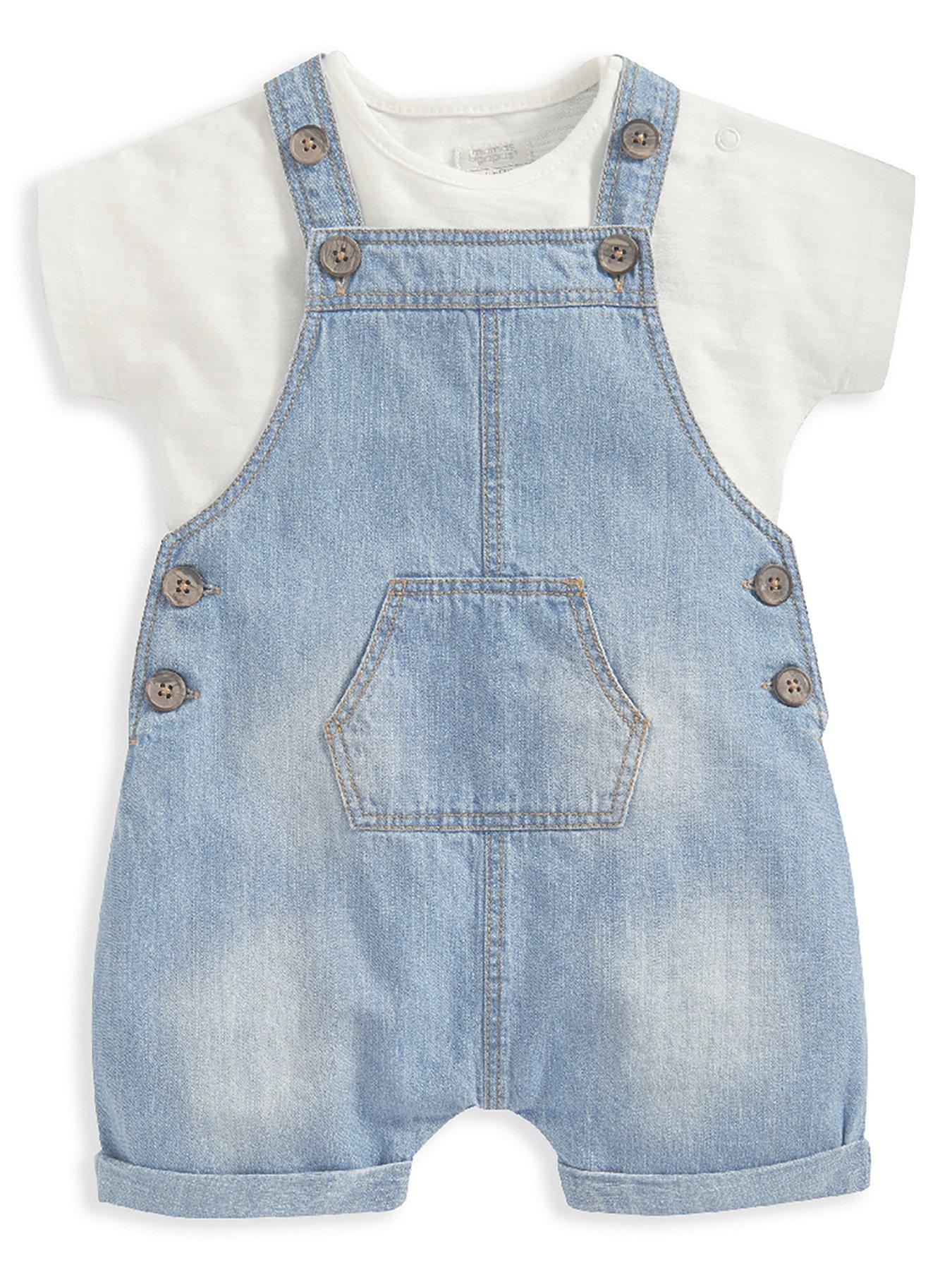 Mamas & Papas Baby Boys 2 Piece Denim Dungaree Set - Blue
