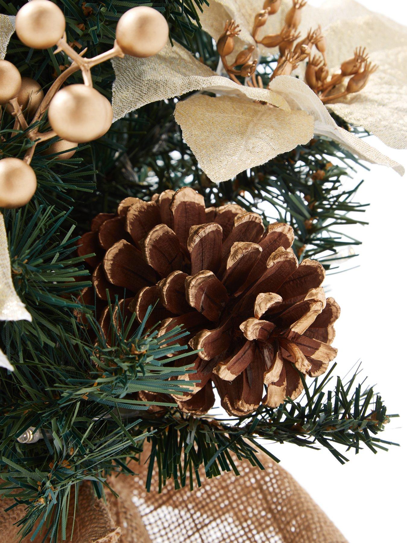 Image 5 of 6 of Very Home 24 Inch&nbsp;Poinsettia Lit Table Top Christmas Tree&nbsp; -&nbsp;Gold