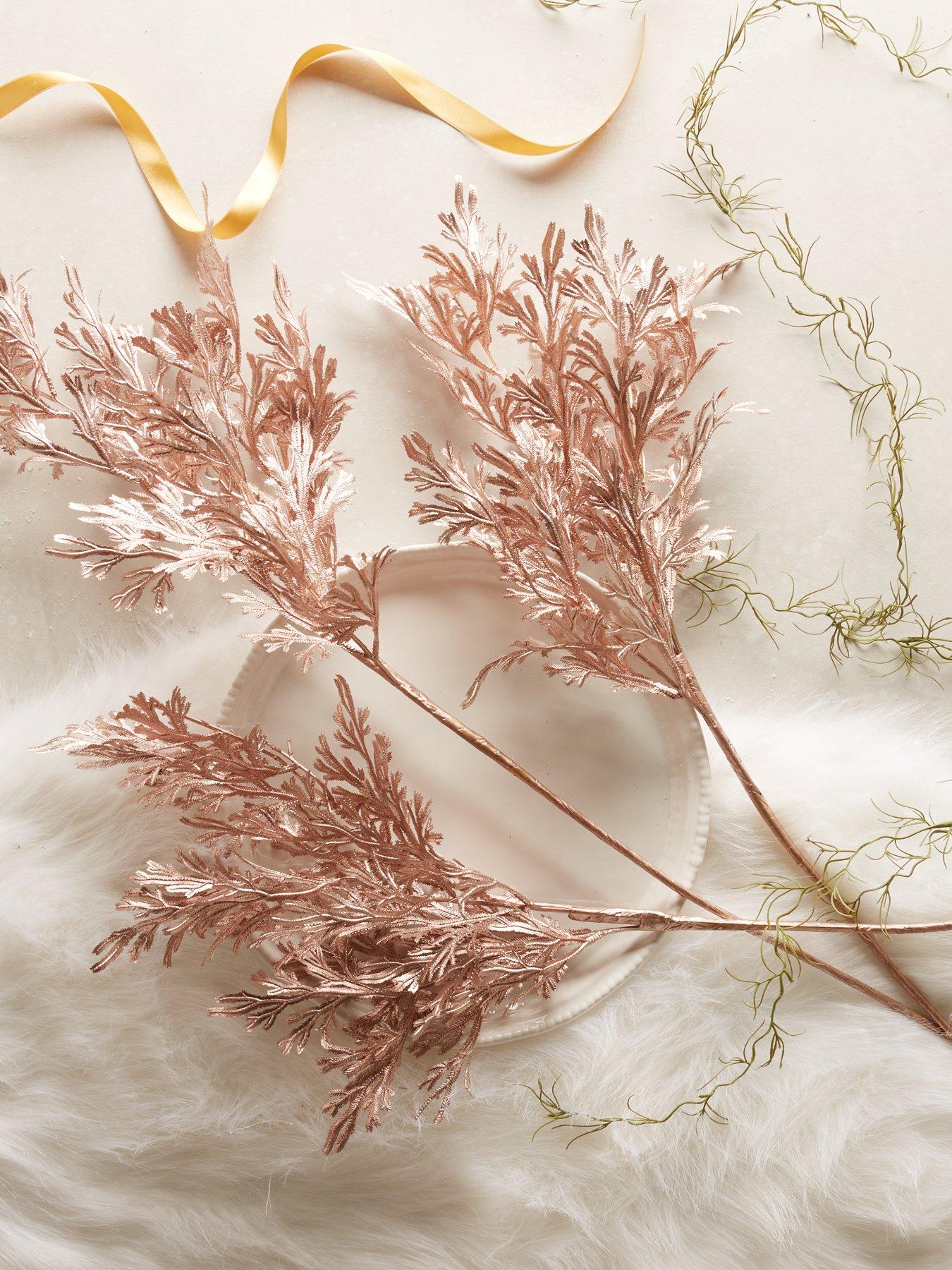  image of very-home-rose-gold-fern-set-of-3nbspchristmasnbsptree-picks