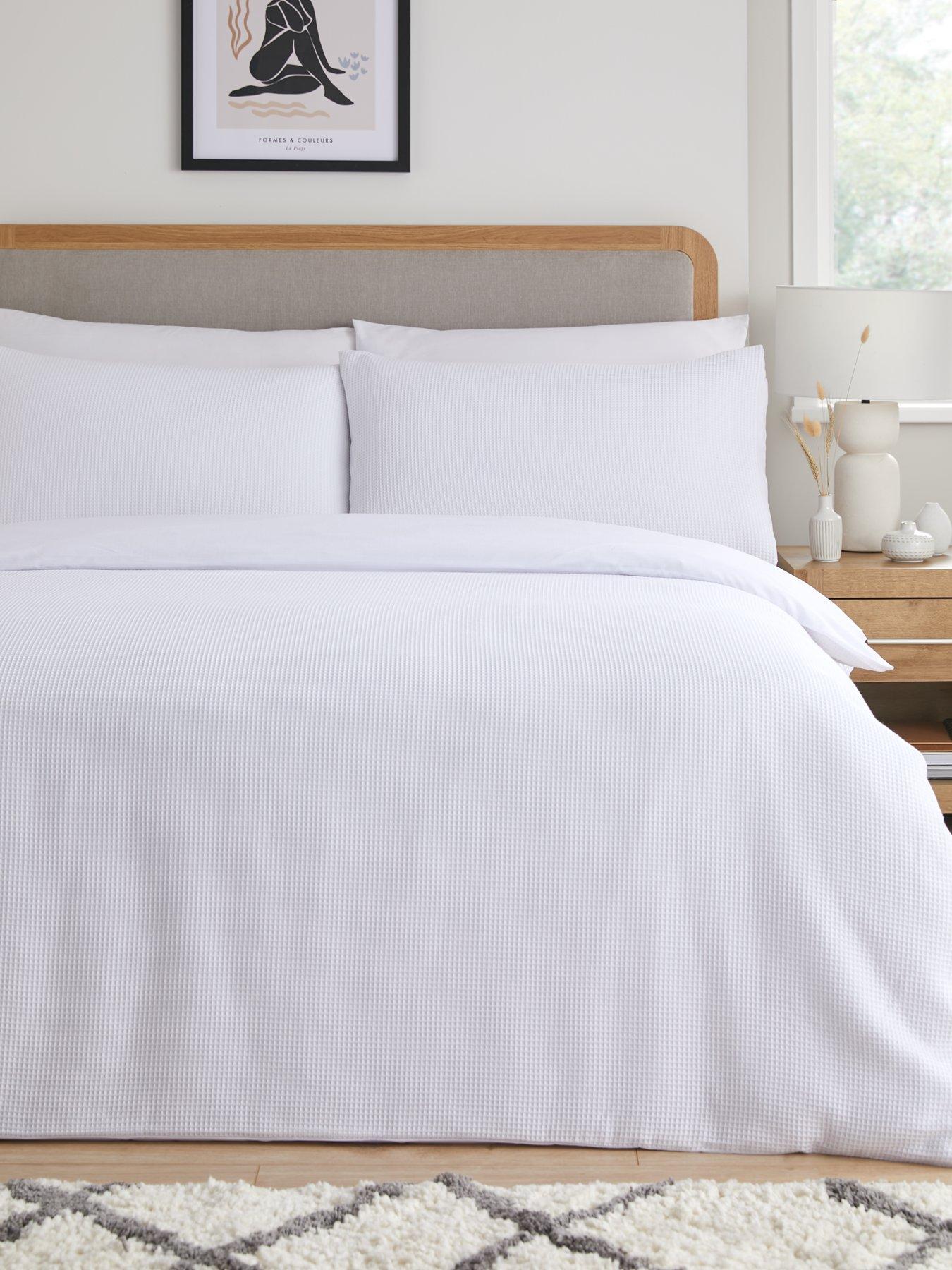 undefined Waffle Duvet Cover Set - White