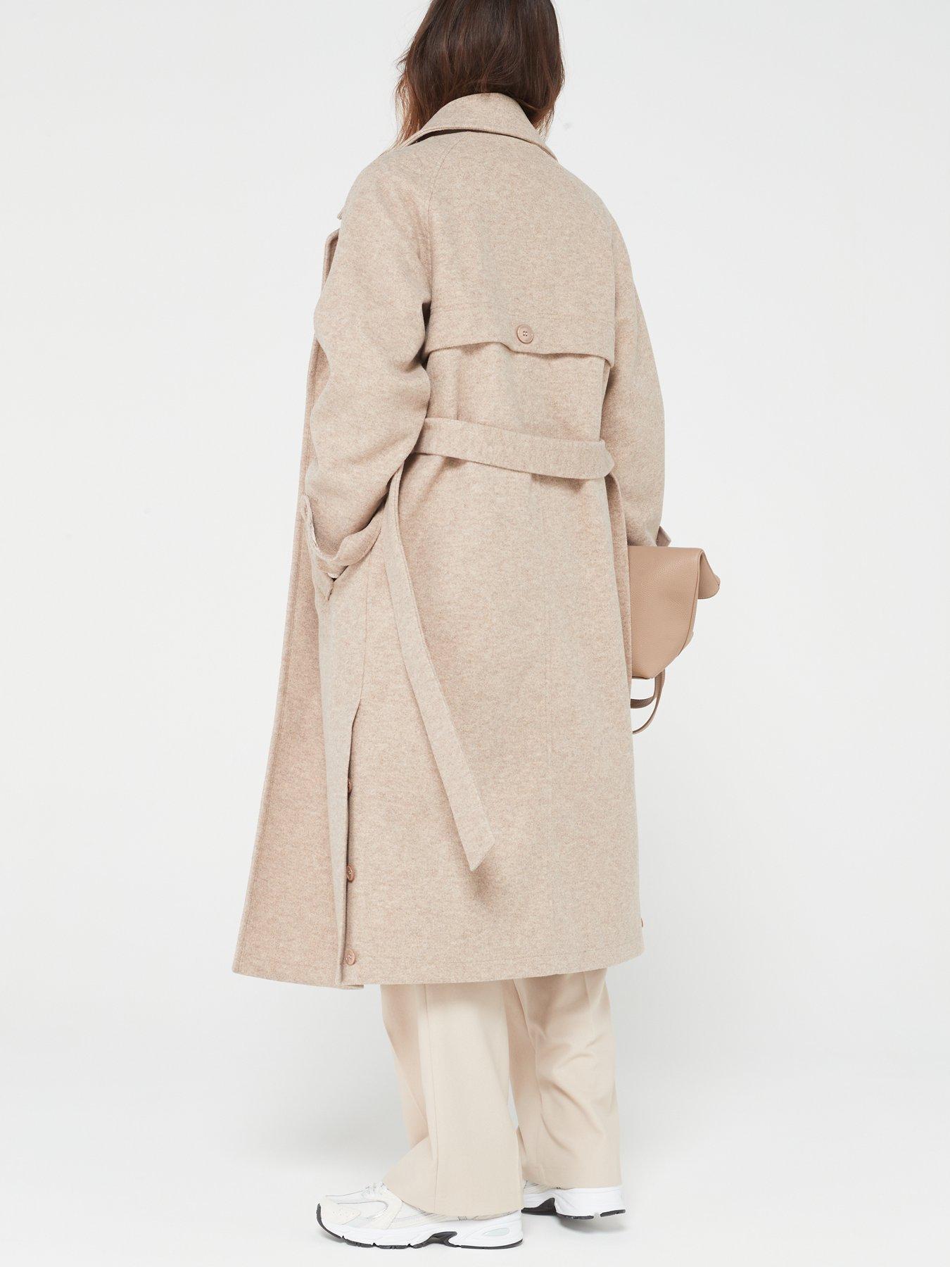 V by Very Faux Wool Trench Coat | littlewoods.com