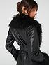  image of v-by-very-faux-fur-trim-statement-coat-black