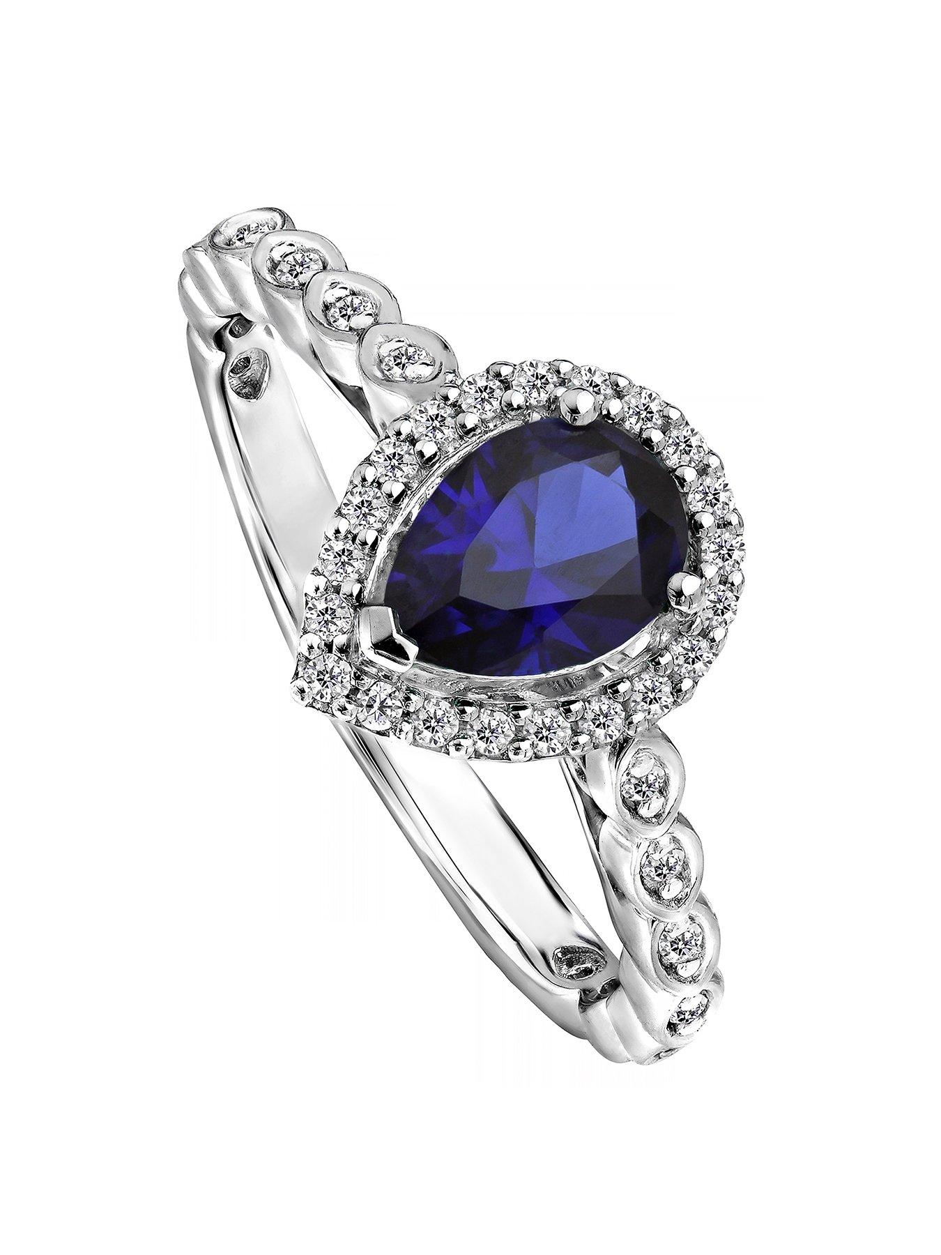  image of created-brilliance-lyra-18ct-white-gold-created-sapphire-amp-018ct-lab-grown-diamond-ring