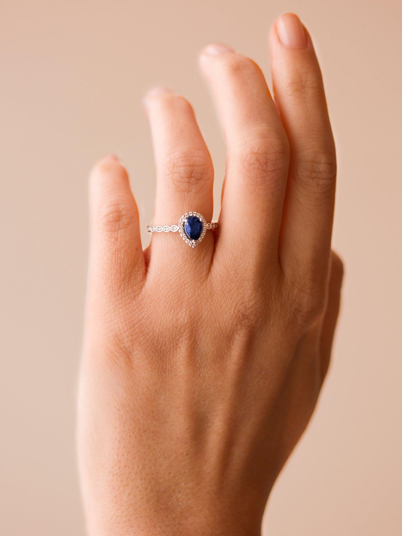  image of created-brilliance-lyra-18ct-white-gold-created-sapphire-amp-018ct-lab-grown-diamond-ring