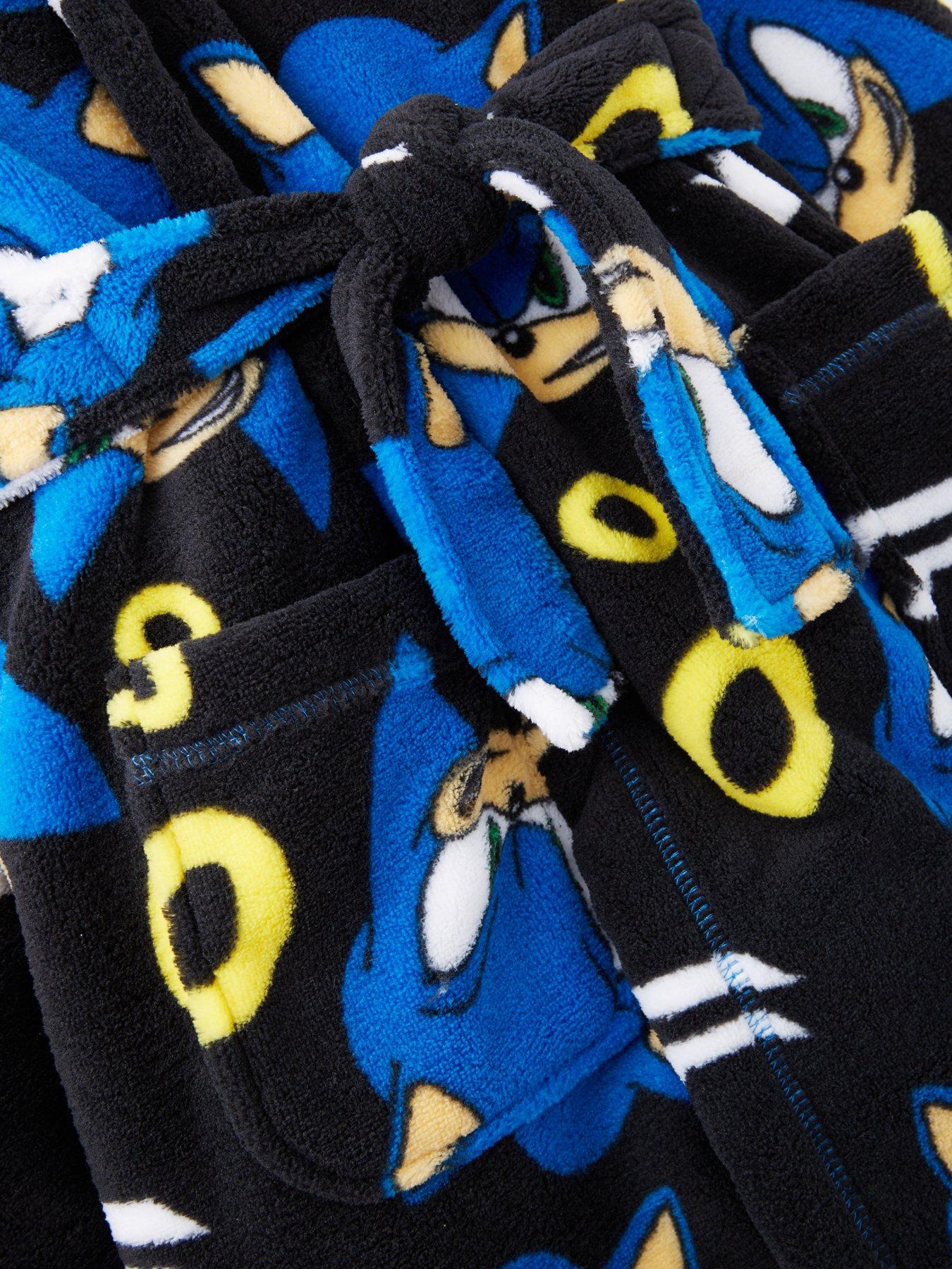  image of sonic-the-hedgehog-sonic-hood-detail-dressing-gown-black