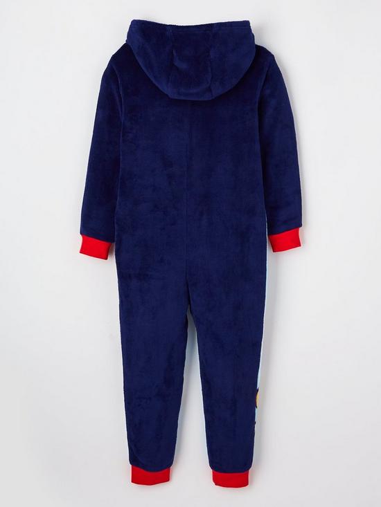 back image of sonic-the-hedgehog-kids-fleece-all-in-one-navy