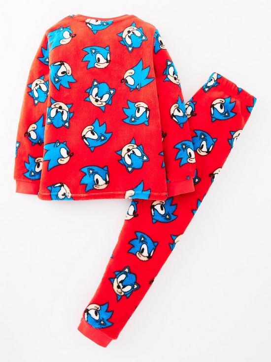 back image of sonic-the-hedgehog-childrenrsquos-supersoft-fleece-pyjamas-red