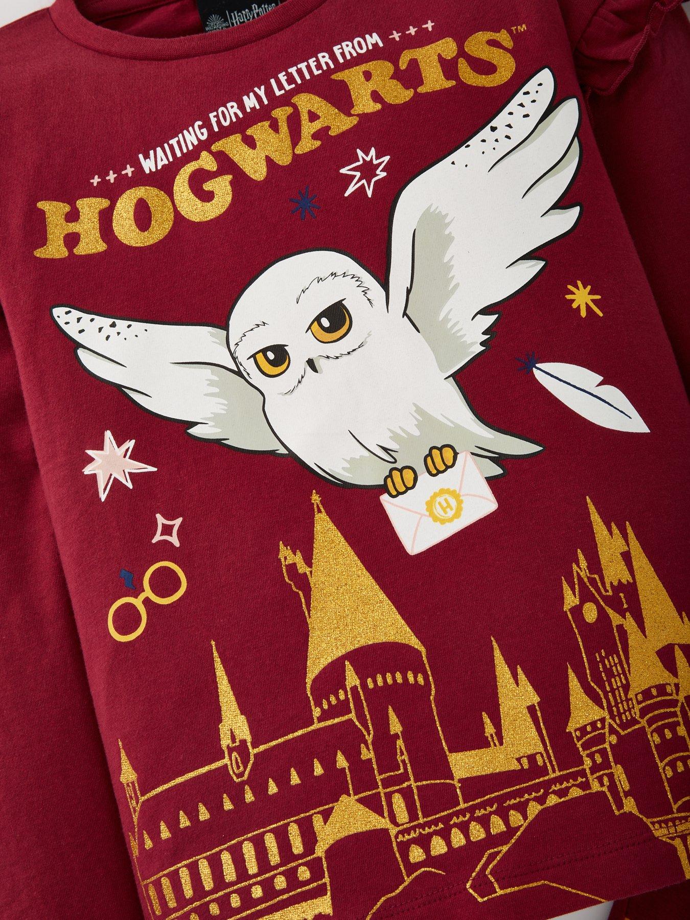 Harry Potter Hedwig Glitter Printed Frill Sleeve Pyjamas Red