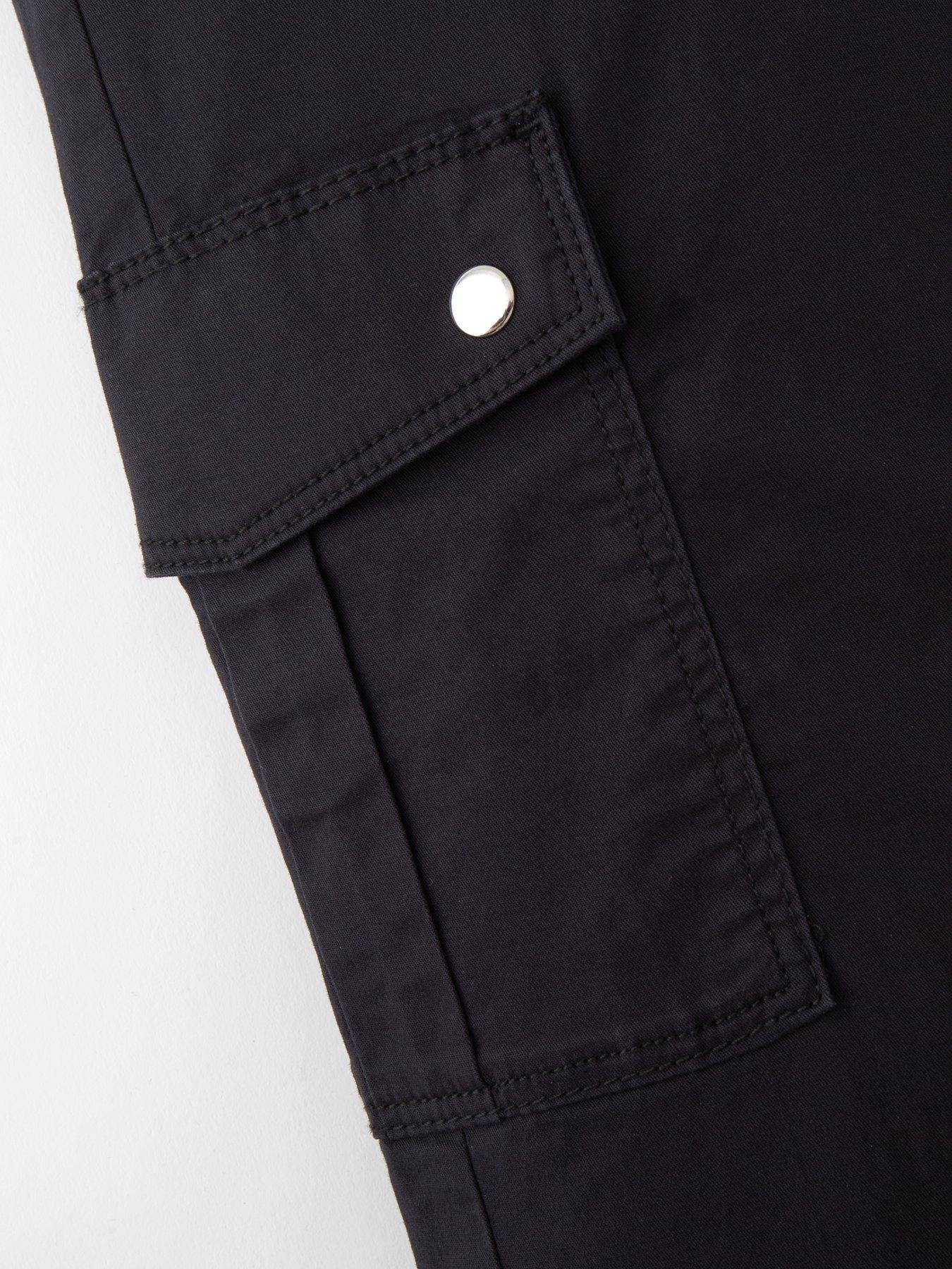  image of v-by-very-girls-cargo-flared-trousers-black