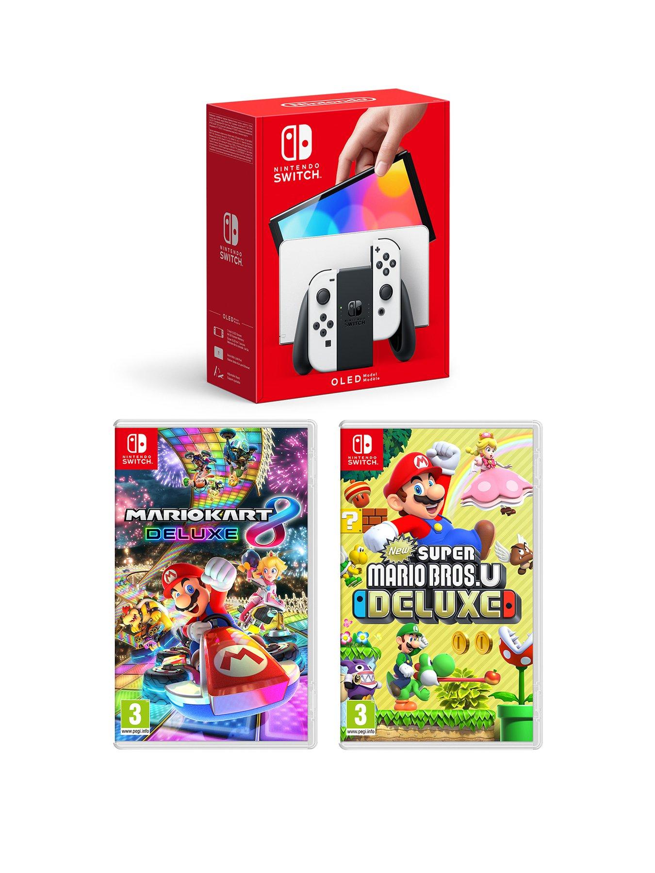 Nintendo Switch OLED OLED Console White with Mario Kart 8 and New Super Mario Bros U Deluxe