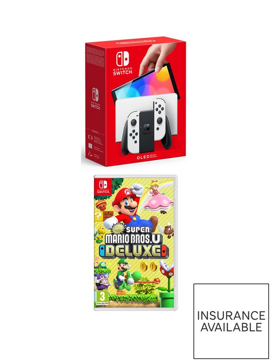 front image of nintendo-switch-oled-nintendo-switch-hw-oled-model-white-console-with-new-super-mario-bros-u-deluxe