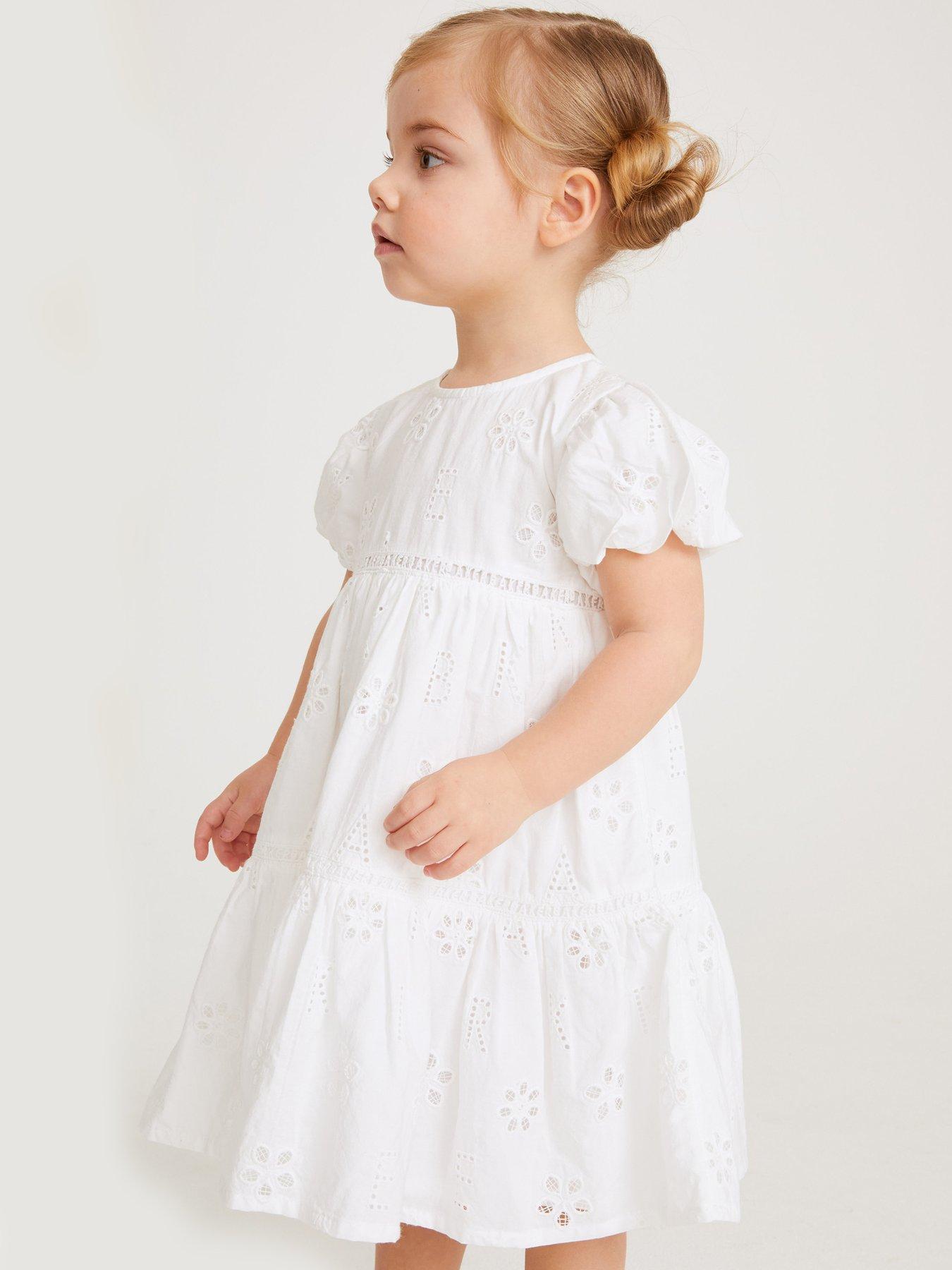 Girls white sale broderie dress