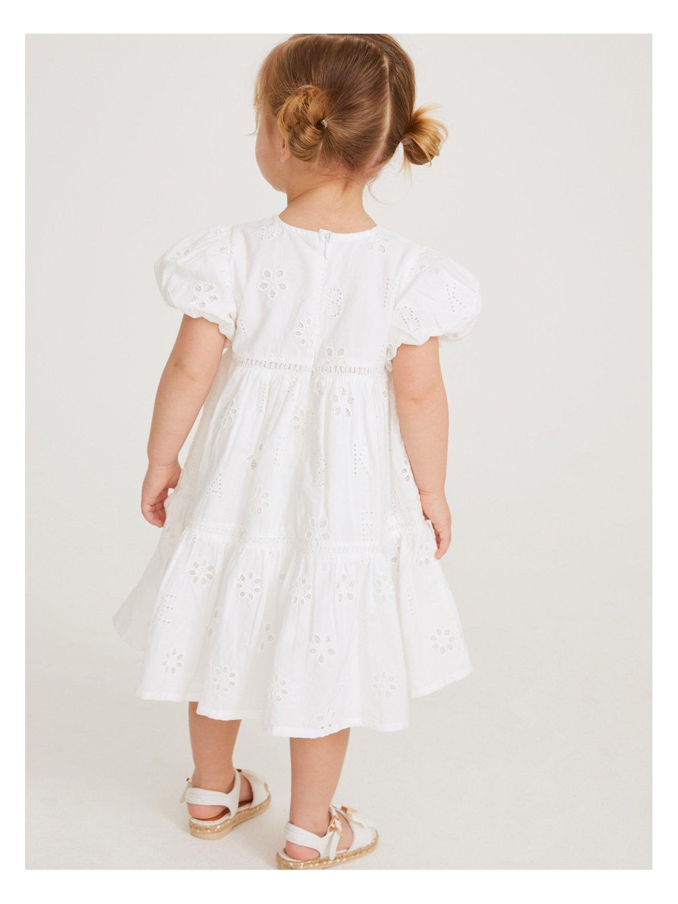 Girls white broderie store dress