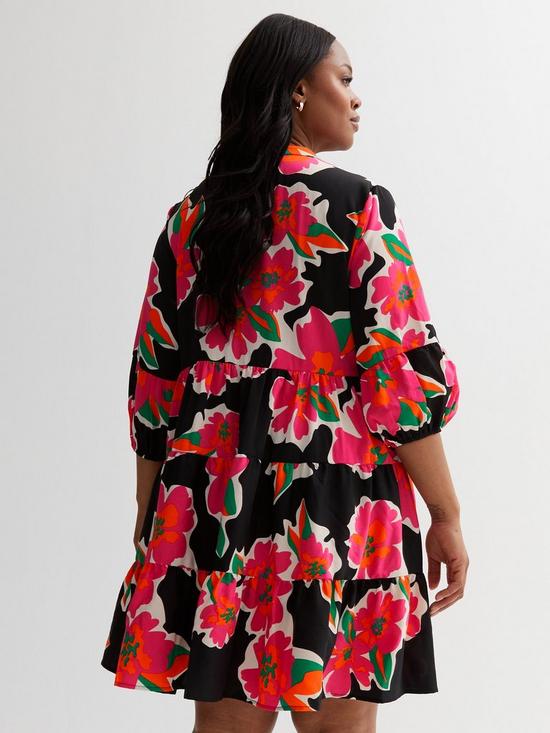 stillFront image of new-look-curves-floral-v-neck-smock-mini-dress-print