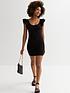  image of new-look-black-ribbed-scoop-neck-frill-mini-dress