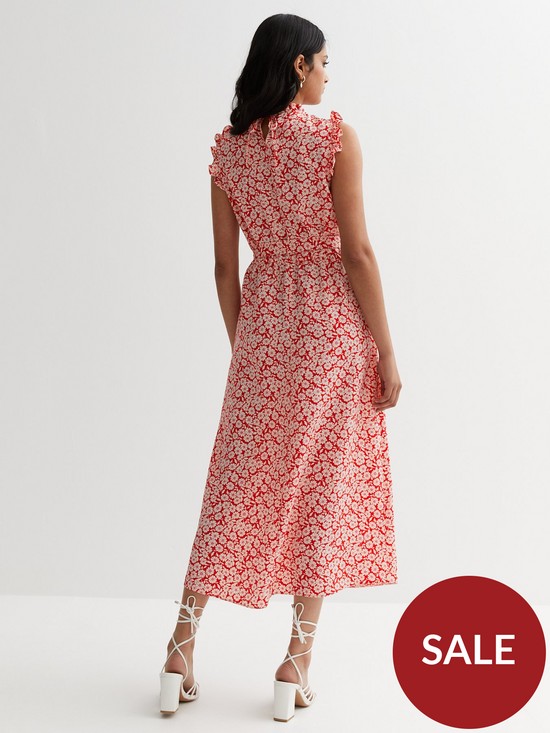 stillFront image of new-look-red-floral-frill-sleeve-midi-dress
