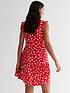  image of new-look-red-daisy-tie-neck-mini-dress