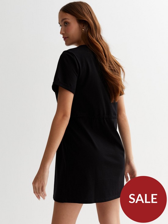 stillFront image of new-look-black-jersey-drawstring-mini-dress