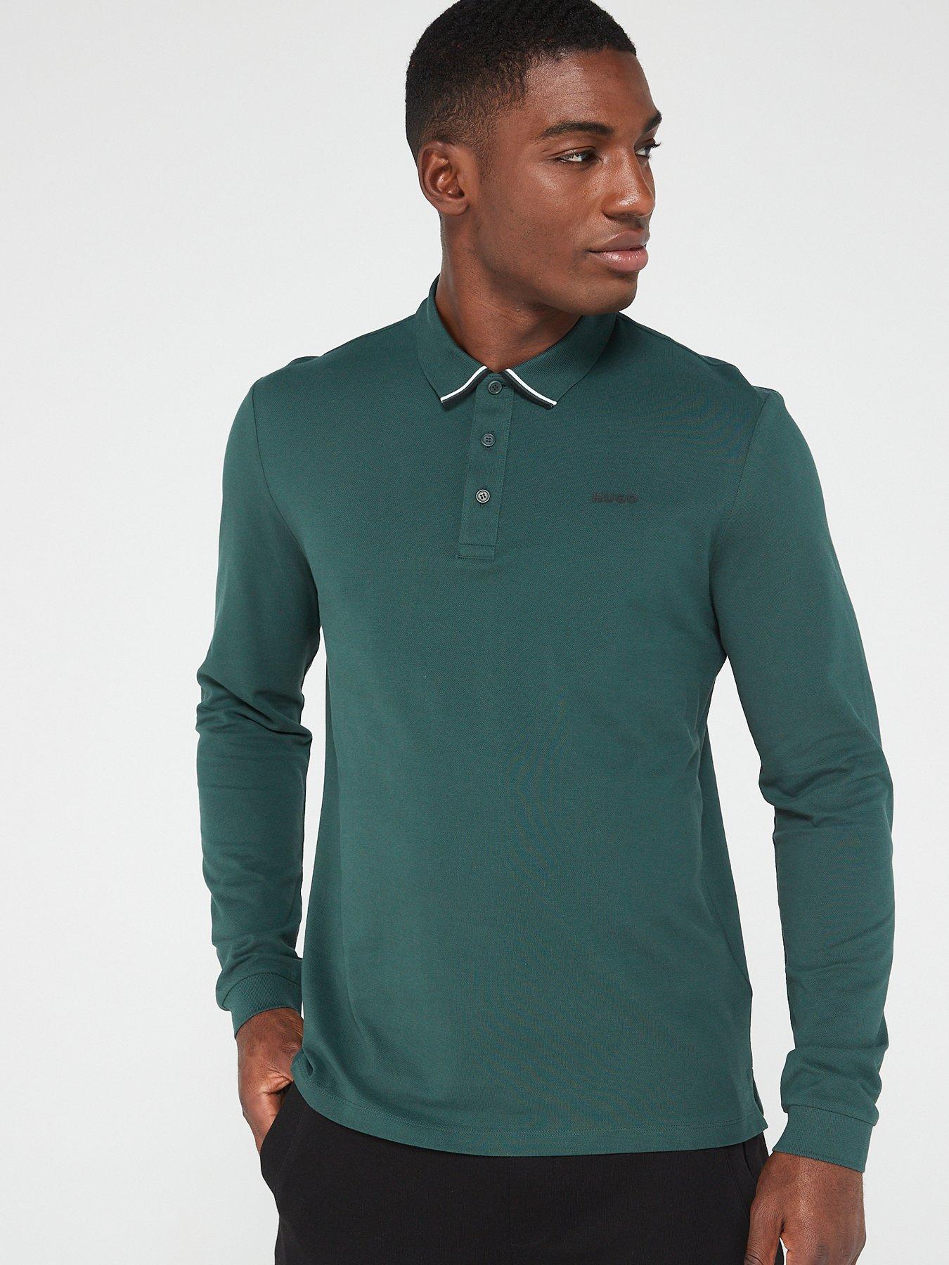 Dark green long sleeve polo clearance shirt