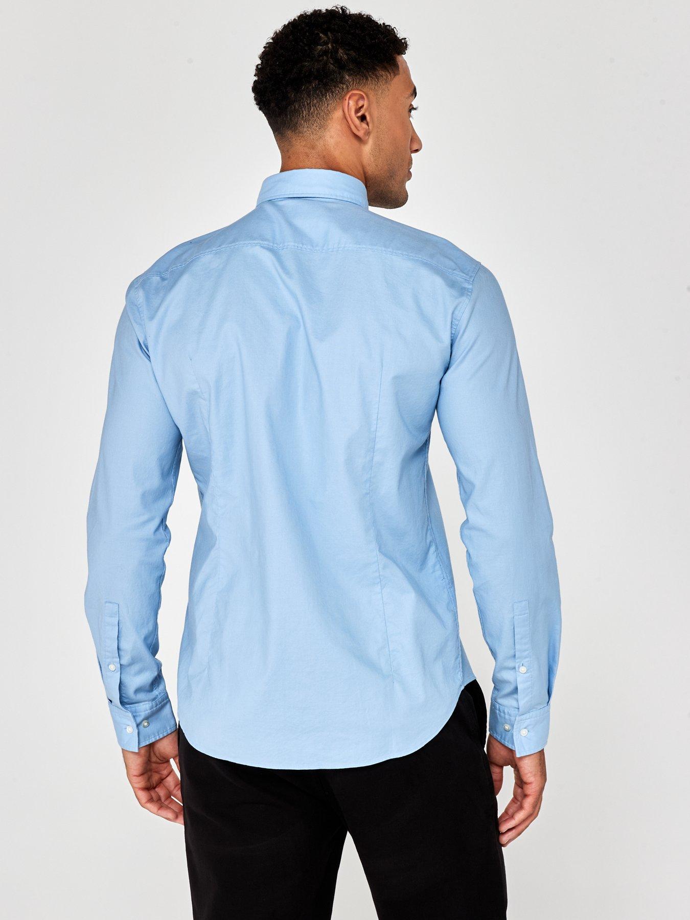  image of hugo-evito-slim-fit-long-sleeve-shirt-light-blue