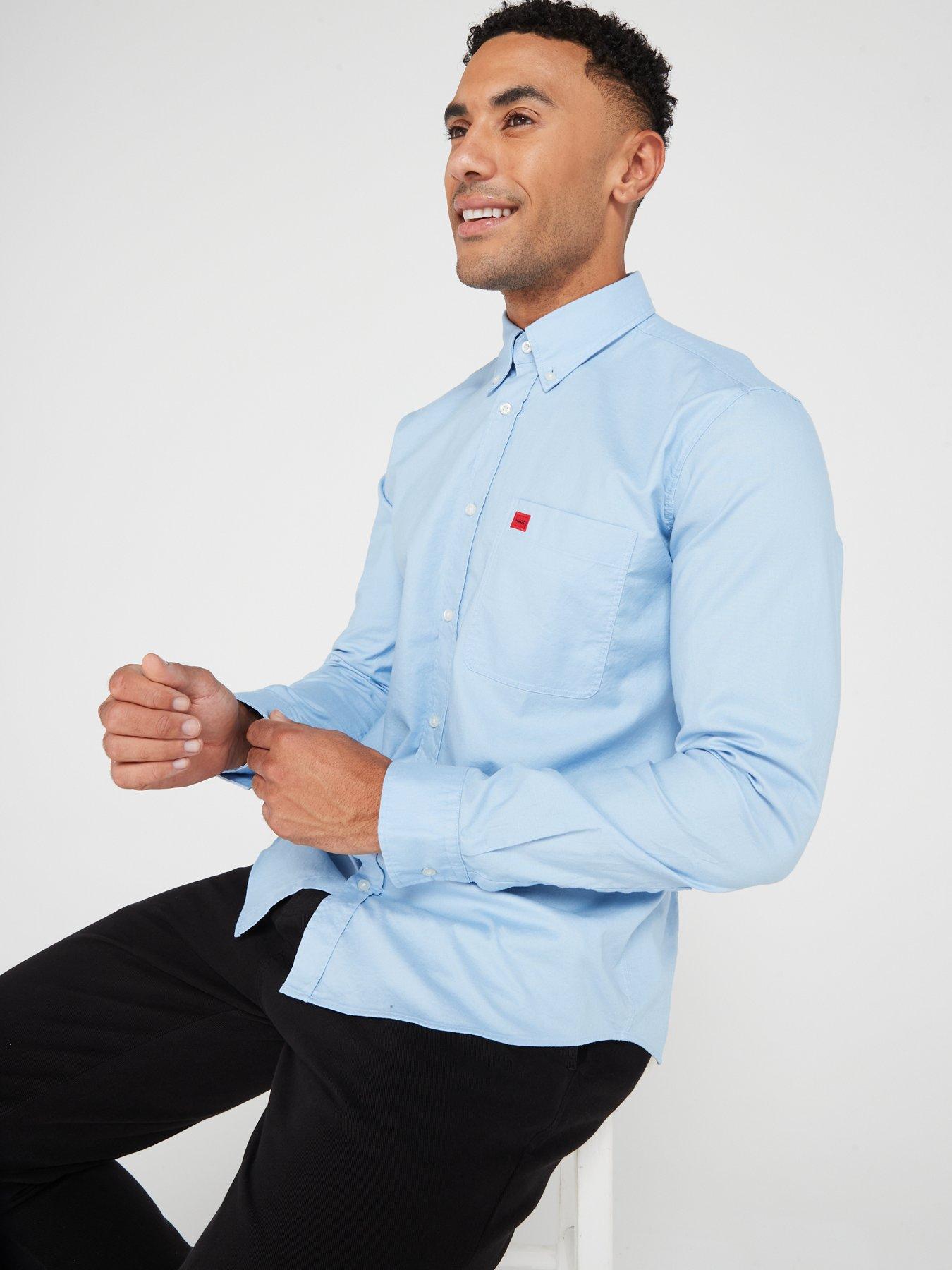  image of hugo-evito-slim-fit-long-sleeve-shirt-light-blue