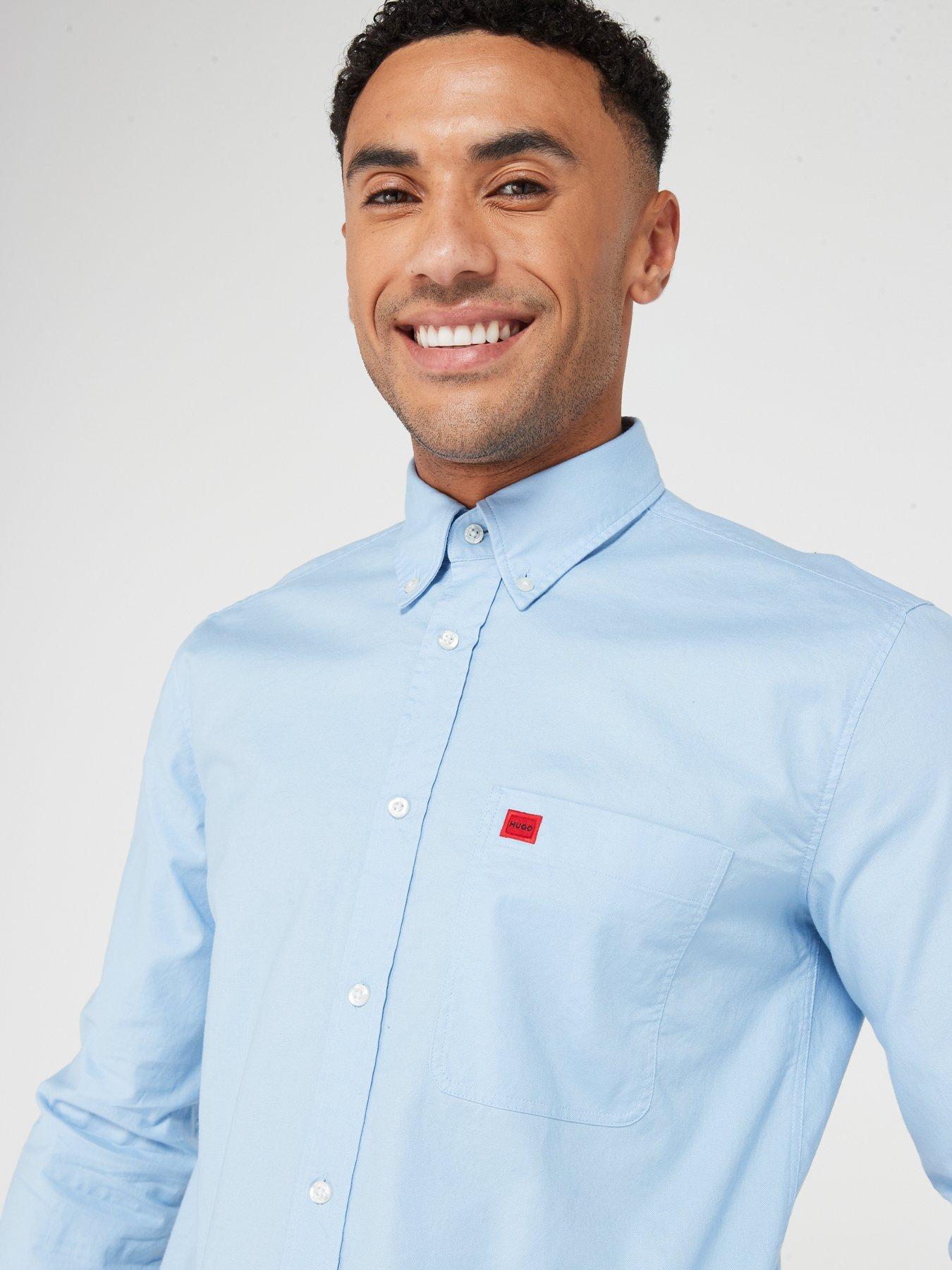  image of hugo-evito-slim-fit-long-sleeve-shirt-light-blue