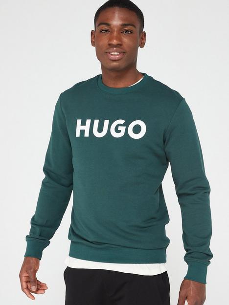 hugo-dem-large-logo-sweatshirt-darknbspgreennbsp