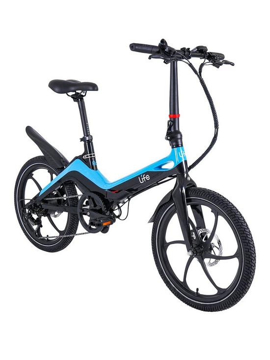front image of li-fe-flo-blue-unisex-electric-bike