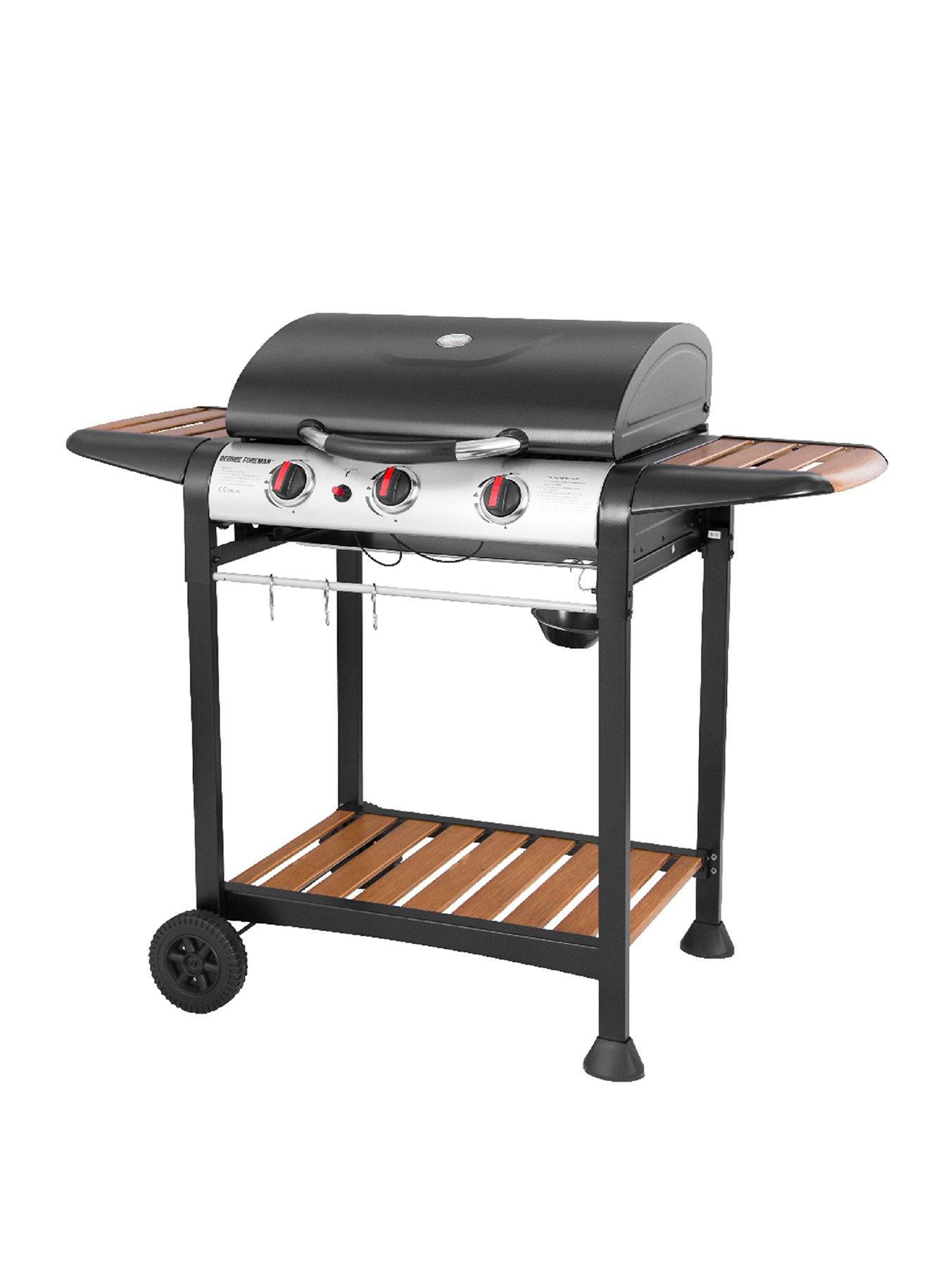 George Foreman 3-Burner Gas BBQ - Black  &  Wood Effect
